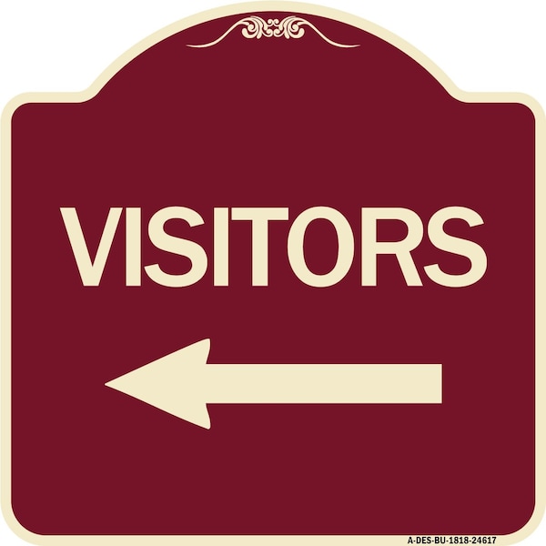 Visitors with Left Arrow Heavy-Gauge Aluminum Architectural Sign, 18" x 18", BU-1818-24617
